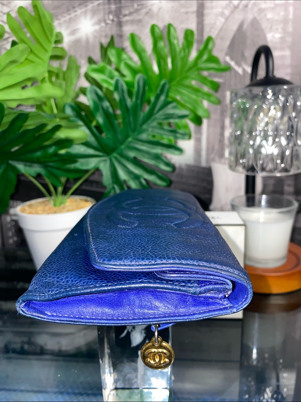 Authentic CHANEL COCO Mark Caviar Skin Navy Blue Flap Purse - Picture 16 of 17